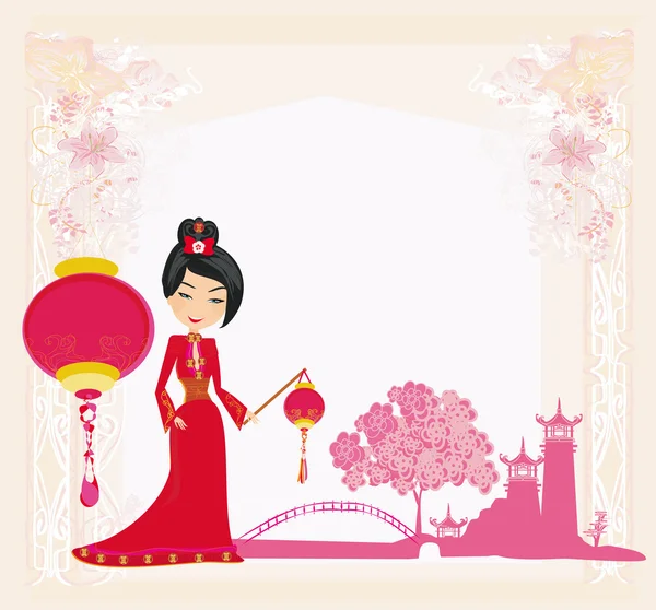 Çin Yeni Yılı için Sonbahar ortası Festivali, Soyut Kart — Stok Vektör