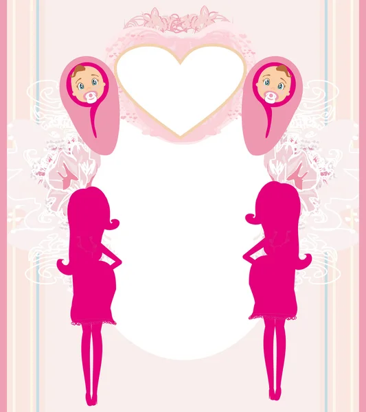 Pregnant woman it has a birth to a girl - baby shower card — Stock Vector