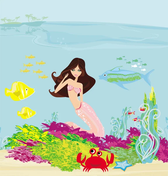 Illustration of a Beautiful mermaid — Stock Vector