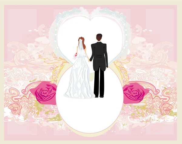 Hochzeitseinladungskarte mit einem süßen Paar — Stockvektor