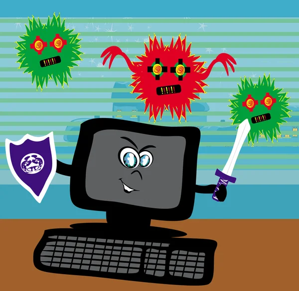 Computer virus attacking — Stock Vector