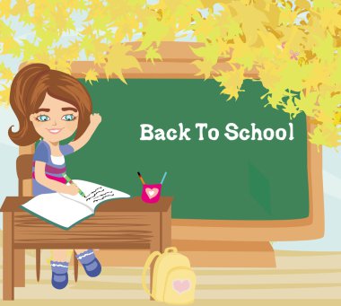 Pupil cevabı biliyor ve ona el koyar - okul araba için geri