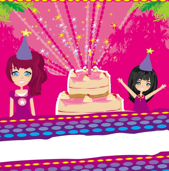 Un'illustrazione vettoriale di bambini che festeggiano una festa di compleanno — Vettoriale Stock