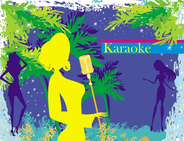 Karaokeabend, abstrakte Illustration mit Mikrofon und Sänger — Stockvektor