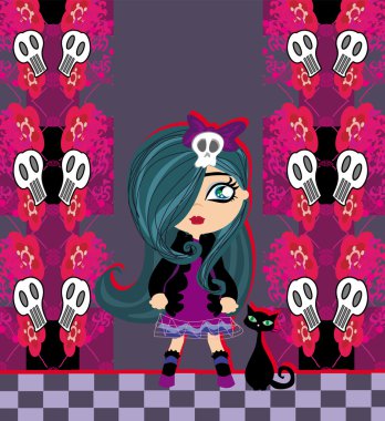 Emo kızı ve kedisi.