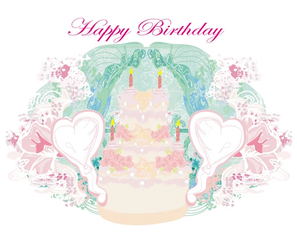 Feliz Aniversário - abstrato floral cartão de saudação —  Vetores de Stock