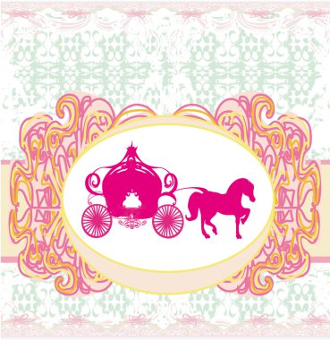 Carriage. Çiçekli düğün davetiyesi. 
