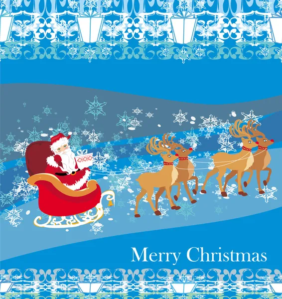 Père Noël et rennes - Carte de Noël abstraite — Image vectorielle