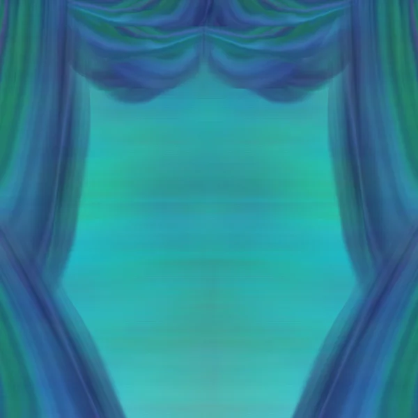 劇場のカーテン、青と緑の抽象的な背景 — ストック写真