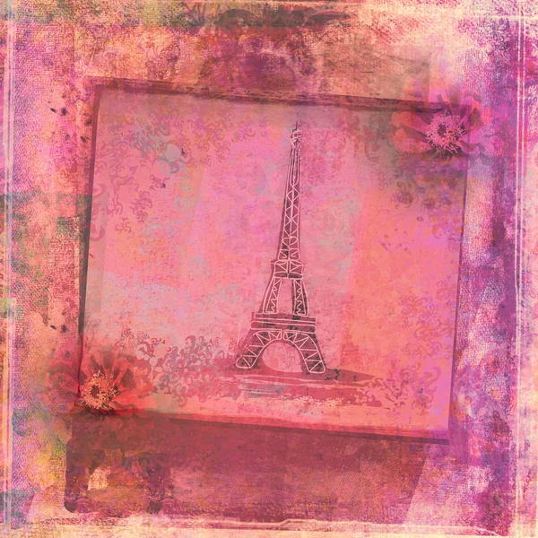 埃菲尔铁塔-老式的抽象卡 — 图库照片