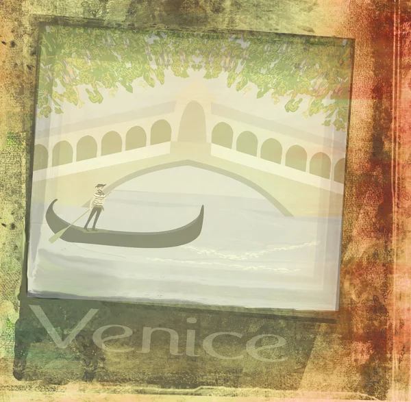 Gondoliere v venezia, abstraktní grunge pozadí — Stock fotografie