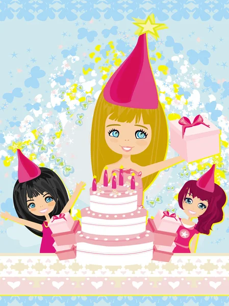 Kids celebrating a birthday party — Stock Vector