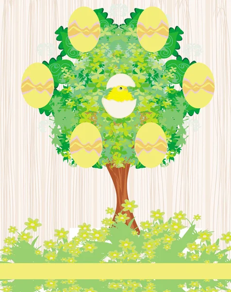 Abstraktní strom s velikonočními vejci — Stockový vektor