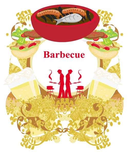 Invitation de fête barbecue vintage — Image vectorielle