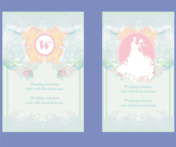 Wedding invitation cards with floral elements. — Stock Vector