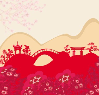 Asya binalarının soyut kartı