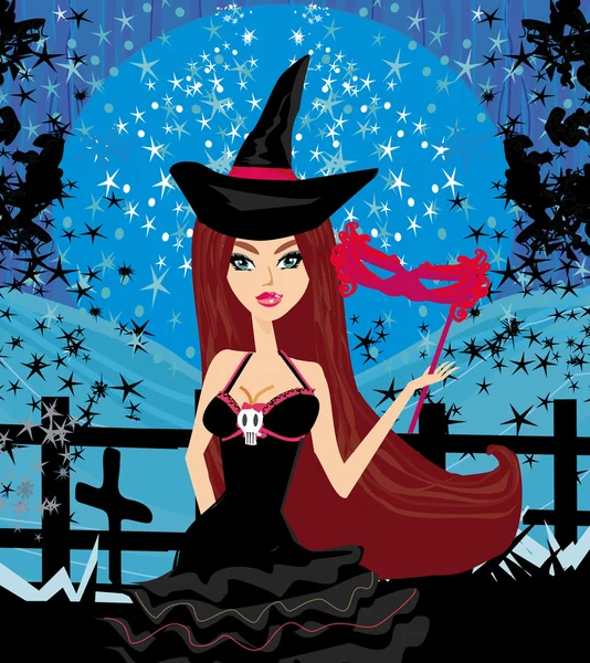 Woman dressed as a witch — Stock Vector