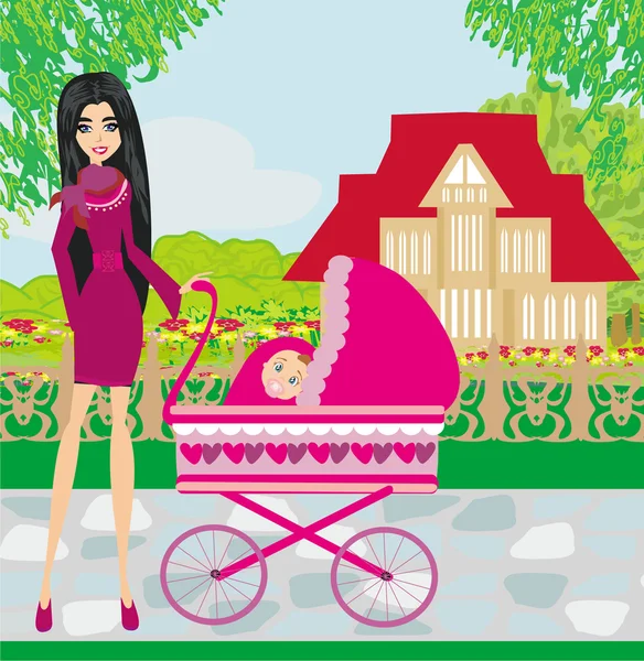 Mother and daughter in the park — Stock Vector