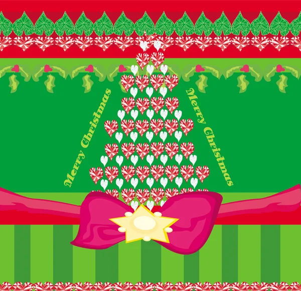 Tarjeta de Navidad con árbol de Navidad — Vector de stock