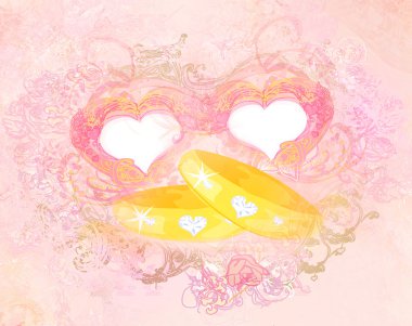 Yüzüklü klasik düğün kartı. 