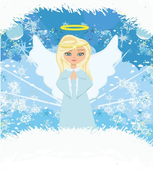 Abstract Card Sweet Blond Angel Praying — Stock Vector