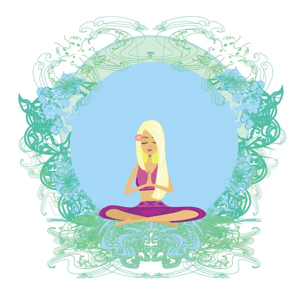 Yoga Girl Position Lotus Carte Abstraite — Image vectorielle