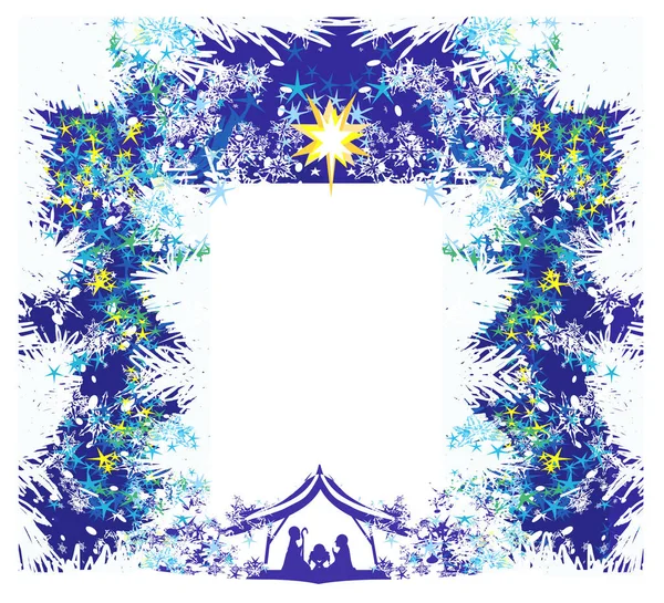 Nacimiento Jesús Belén Tarjeta Navidad Decorativa — Vector de stock