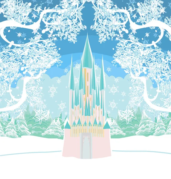 Paisagem Inverno Com Ilustração Castelo — Vetor de Stock