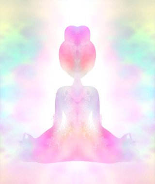 Yoga yapan kadın - soyut suluboya kart