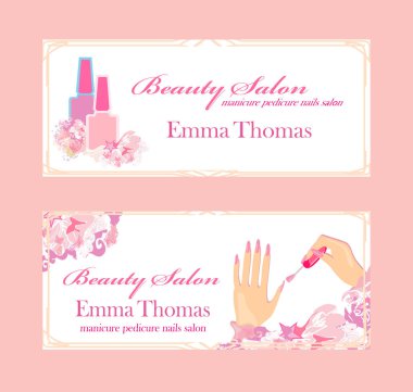 elegant set of manicure salon - business cards and banners 
