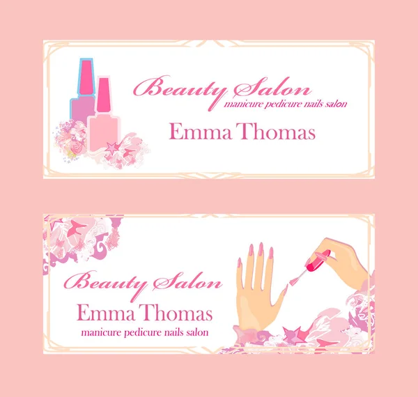 Elegant Set Manicure Salon Business Cards Banners — Stockvektor