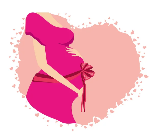 Pregnant Woman Baby Shower Card — Stock Vector