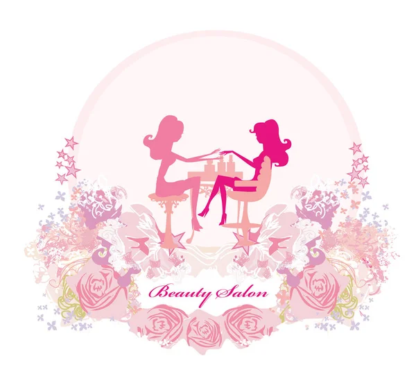 Manicure Beauty Salon Pink Decorative Card — Stock Vector