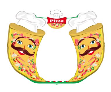 Çizgi film pizza şefi - afişte komik karakter 
