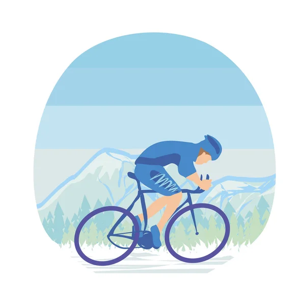 Cyklistický Závod Horách Abstraktní Ilustrace Horským Cyklistou — Stockový vektor