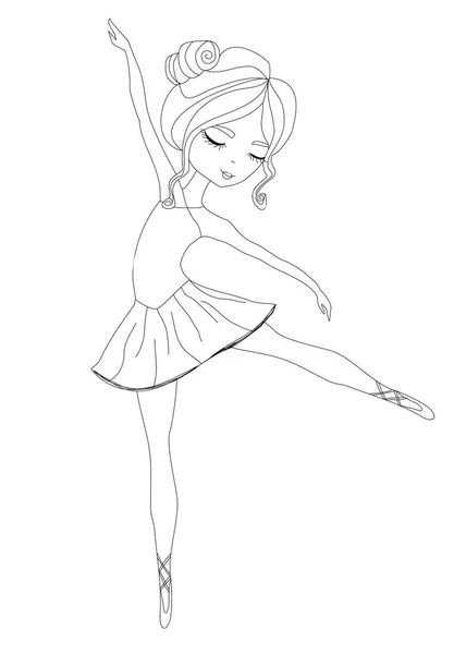 Schöne Ballerina Grafische Doodle Illustration Malbuch — Stockvektor