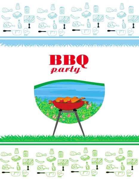 Bbq Party Invitation Template Lake Party — Stock Vector