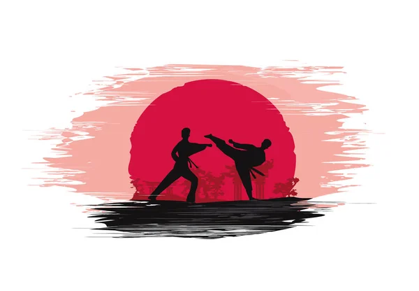 Bandera Abstracta Creativa Los Combatientes Del Karate — Vector de stock