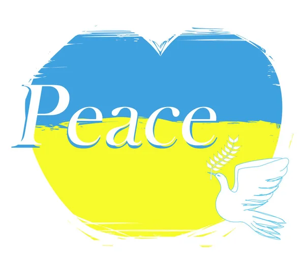 Символ Миру Голуба Пташка Задньому Плані Прапора України Прапор — стоковий вектор