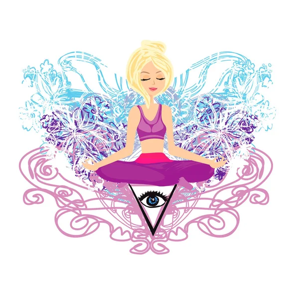 Woman Third Eye Psychic Supernatural Senses — Stock Vector