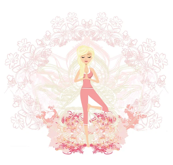 Mujer Una Pose Yoga Tradicional Bandera Artística — Vector de stock