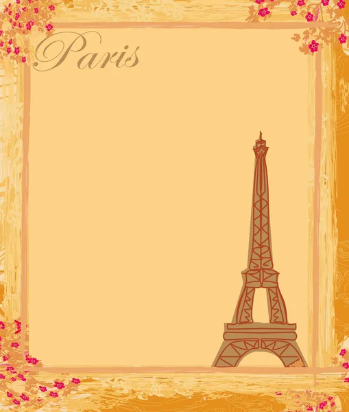 Torre Eiffel Cornice Artistica Grunge — Vettoriale Stock