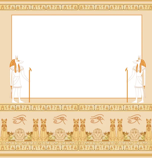 Вінтажна Картка Рамою Єгипетськими Акцентами — стоковий вектор