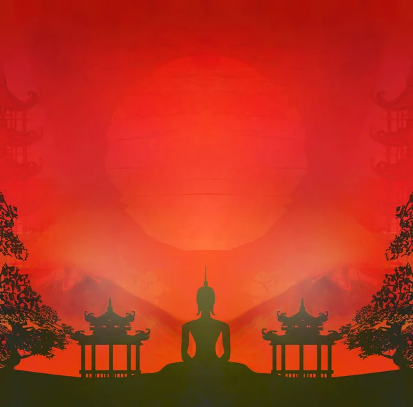 Buddha Asian Landscape Abstract Artistic Card — Foto Stock