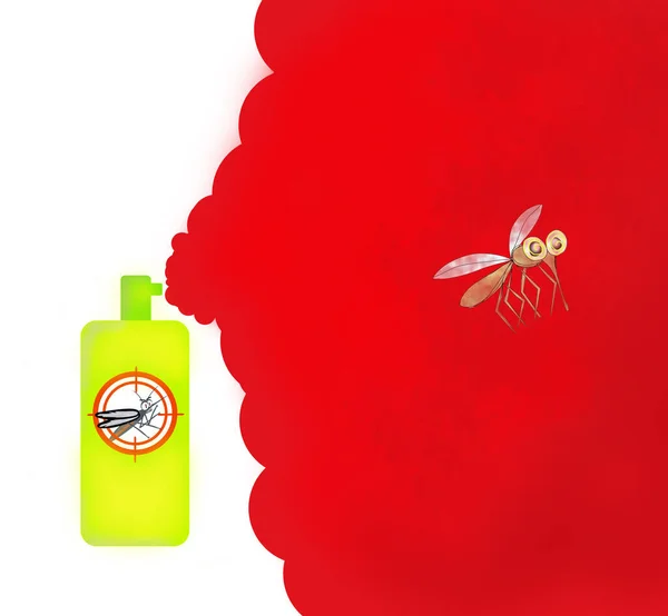 蚊よけバナーのコンセプト 虫よけエアロゾル バグ制御スプレーボトル — ストック写真