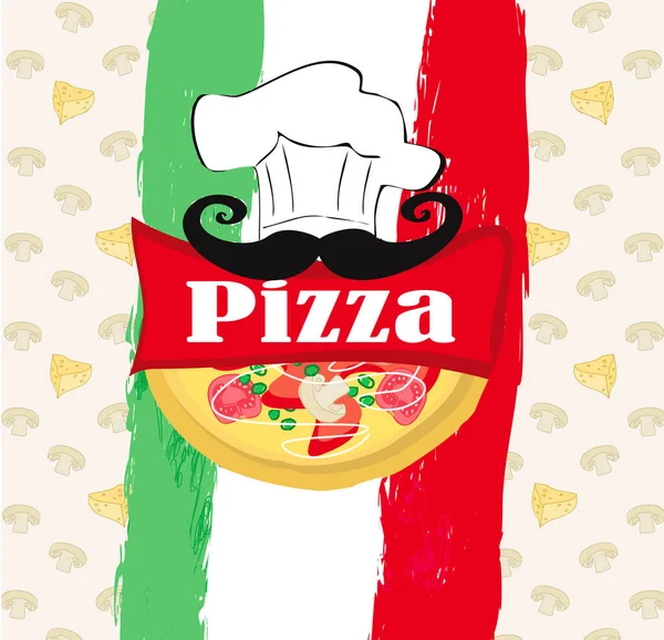 Modèle Menu Pizza Carte Vintage Avec Espace Pour Votre Texte — Image vectorielle