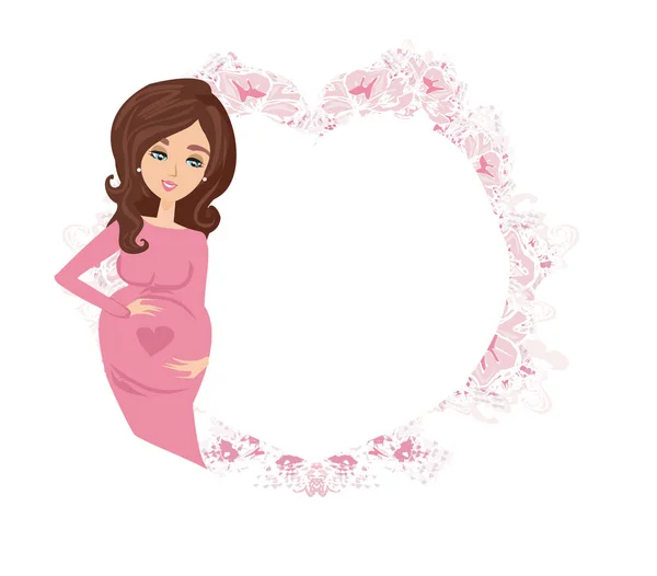 Tarjeta Ducha Con Mujer Embarazada Feliz — Vector de stock