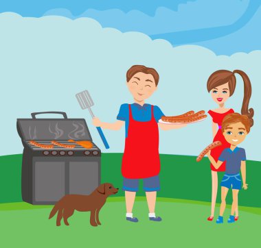 Aile bbq partisi bahçede.