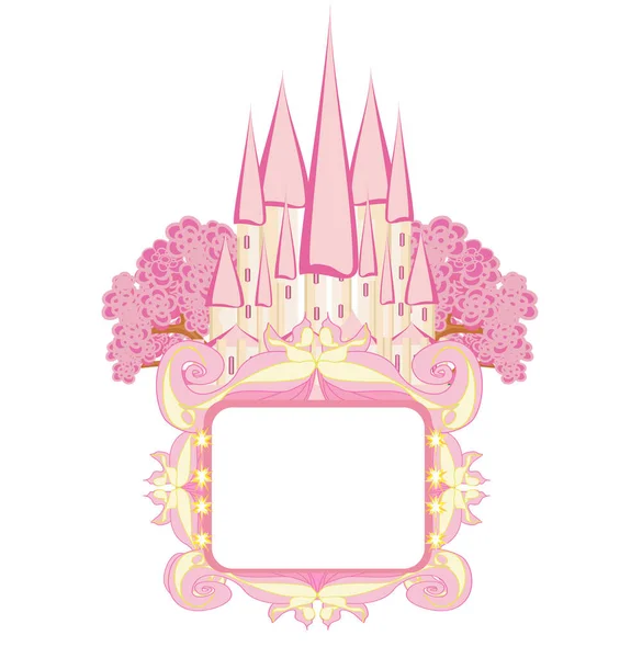 Magical Fairy Tale Land Decorative Card Castle Elegant Decorative Frame — Διανυσματικό Αρχείο