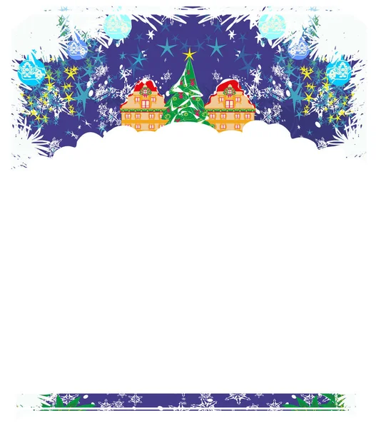 Christmas Decorative Card Invitation Winter Landscape — Vettoriale Stock